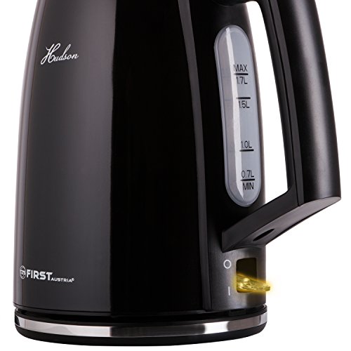 TZS First Austria – 2200 Watt Edelstahl-Wasserkocher 1,7L schwarz | herausnehmbarer Kalkfilter | Innenraum aus Edelstahl | außen kratzfeste Lackierung in schwarz glänzend | modern Design - 3