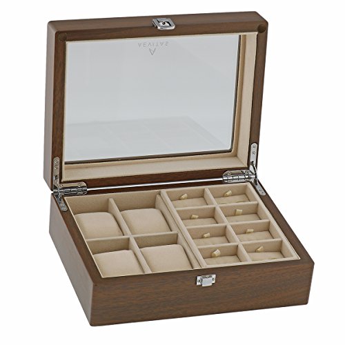 Natural Walnut Watch Collectors Box for 4 Wrist watches and 16 Pairs of Cuffliks by Aevitas