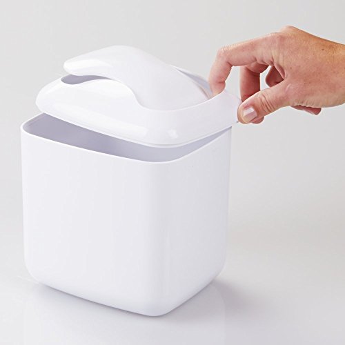mDesign Mülleimer Bad, weiß – Material: beständiger Kunststoff – hochwertiger Abfalleimer Küche – Design Papierkorb - 4
