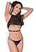 Produktbild Magic Silk - Vixen Mesh - Underboob Neckholder & Riemchen Ouvert Panty Set - Schwarz - L/XL