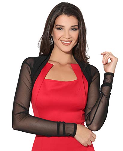 KRISP Bolero Mujer Fiesta Torera Manga Tallas Grandes Punto Punto Boda Transparente, (Negro (7537), 42 EU (14 UK)), 7537-BLK-14