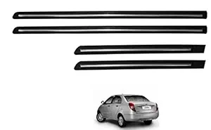 Generic Verkoper Car Door Side Beading - TATA Manza Chrome Line with 3M Adhesive Tape, Colour: Matte Black(Set of 4), Medium