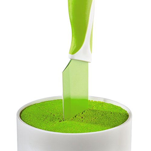 Xavax Messerblock Set mit vier Küchenmessern, gehärteter Stahl, gummierter Griff, grün/weiß - 13