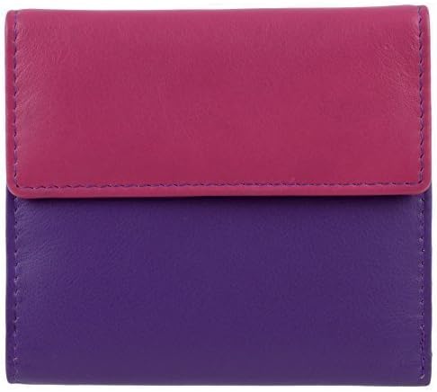 Ladies Compact LEATHER Tri-Fold PURSE WALLET by Blousey Brown Coin Section Multi-Coloured (Bombay)
