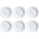 Luminarc Set of 6 Trianon Opal Glass Dessert Plates 19.5 cm | White, Opal glass, round format, gloss finish, 19.5 cm, 6 piece
