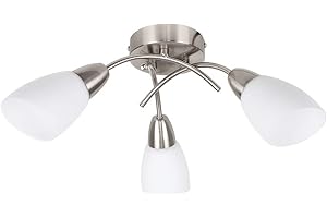 MiniSun | Modern 3 Way Brushed Chrome Ceiling Light Fitting with Frosted Glass Shades | Pendant Lights, Home Décor & Improvement Essential | Includes 4W LED Bulbs [3000K Warm White]