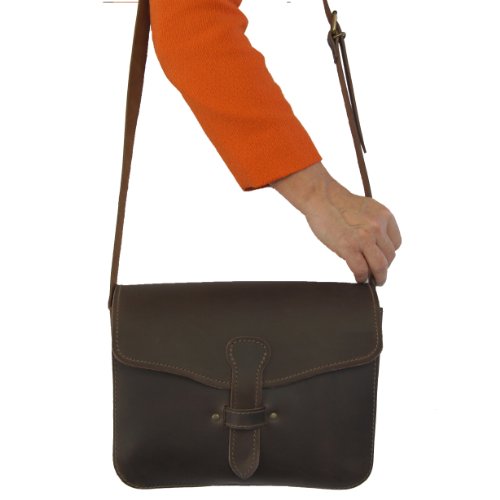 FREIHERR VON MALTZAHN Schultertasche, Netbooktasche ZUSE 1 für I-Pad, braunes BIO Leder, Made in Germany - 7