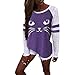 Produktbild Oliviavan Frauen Langärmliges Langarmshirts Oberteile mit Katzenmuster Damen Oversize Oberteile T Shirt Pullover Shirts Bluse Tuniken Nettes Tiermuster