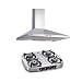 GLEN Kitchen Chimney GL 6075 SS 60cm 750 m3/h + Gas Stove GL 1044 SS AL Stainless Steel Manual 4 Burner Cooktop - Combo Offer RS.12499.00
