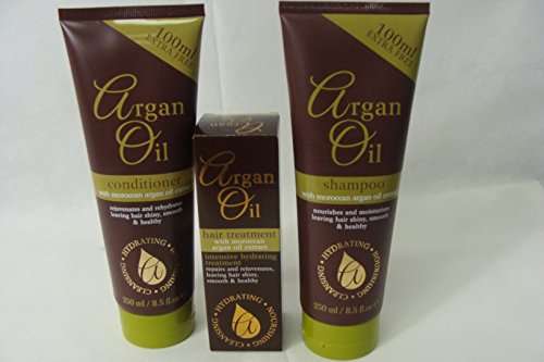 Moroccan Argan Oil Hair Treatment Gift Set Contains 250 ml Shampoo, 250 ml Conditioner & 100 ml Hair Treatment