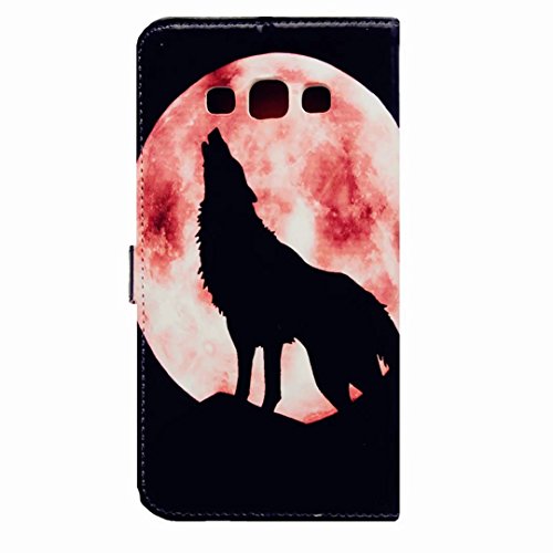 Samsung Galaxy A7 (2015) Hülle Handytasche, MUTOUREN 2 in 1 Zubehör für Samsung Galaxy A7 (2015) Slim PU Tasche Klapp Flip Folding Magnetisch PU Leder Flip Cover Tasche mit Kartensteckplatz Brieftasche Hinterschale Kartenschlitz + Metall Stift Stylus – Wolf - 4