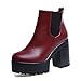 Produktbild Stiefel Damen, LANSKIRT Square Heel Plateauschuhe Leder Oberschenkel hohe Pumpstiefel Stiefeletten Halbschaft Stiefel Plateau Blockabsatz Knöchelhohe Stiefel Boot Sandalen Sneakers Schuhe