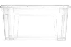 IKEA Samla Aufbewahrungsbox mit Deckel – 45L mit Deckel, Stapelboxen transparent – Robuste Boxen Aufbewahrung – Große Aufbewahrungsboxen für Haushalt & Keller - BxTxH: 57x39x28 cm