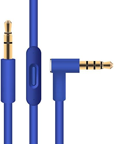 Replacement Audio Cable 3.5mm Cord Wire with Built-in Microphone and Control Car Audio Cable Iphone Ipad MP3/4 for Beats by Dre Headphones Solo Studio Pro Detox Wireless Mixr Executive Pill (Blue)