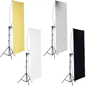 VTS Photo Studio Lighting Reflector/Arm (Gold/Black,Silver/White Reflector Panel with Stand)