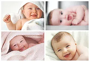PRINTNET Newborn Cute Baby Girl/Boy Wall Poster with Big Size Gloss Finish - Multicolor, 12 x 18 Inch, Set of 4 Photo (C)