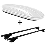 Alles in einem - Sparen Sie sich die Auswahl mehrerer Komponenten für Ihre perfekte Transportlösung - Mit dem Set aus Dachbox und Dachträger erhalten Sie ein leicht zu montierendes Komplettpaket mit allen Befestigungsteilen. Die weiße Box überzeugt mit ihrem einzigartigen Design und perfekter Aerodynamik. Außenmaße: ca. 136 x 77 x 33,5 cm (L x B x H), Innenmaße: ca. 125,5 x 70 x 32 cm (L x B x H)