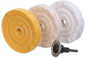 scottchen PRO Buffing Polishing Wheel 4in(100mm) for Drill 1/2 in (13mm) Arbor Hole with 1/4''(6mm) Shaft Fine Cotton Soft -3pcs