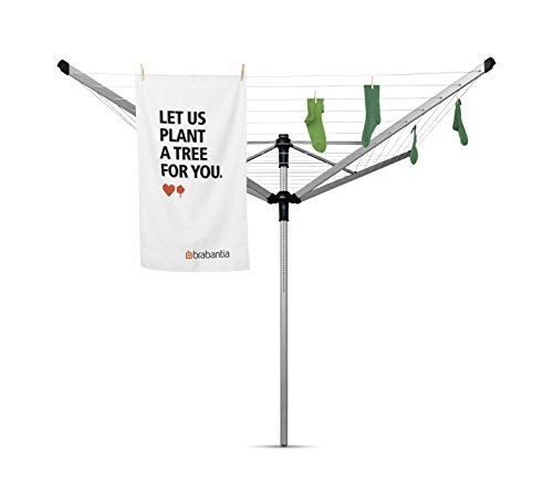 Brabantia Lift-o-Matic Advance Wäschespinne, mit Kunststoff-Bodenanker zum Einbetonieren, Schutzhülle und Klammerbeutel, 50 m Soil Spear - 15