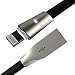 Produktbild Lightning Kabel, Aimus® PET verwicklungssicheres Ladekabel iPhone aus Zinklegierung 8 poliges Lightning LadeKabel mit LED Licht für iPhone X/ 8/ 7Plus /6S Plus/5S /iPad Mini 4/ Pro ios 10/11 (1.2M-Schwarz)