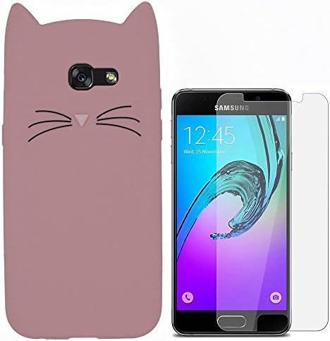 Hcheg 3D Silicone Protective Case Cover for Samsung Galaxy A3 (2016) Cover Panda Design Pink Case Cover + 1X Screen Protector