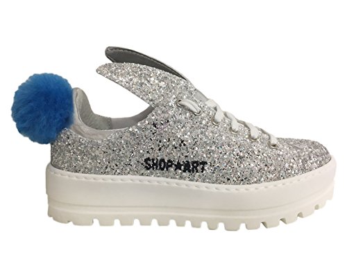 SHOP ART , Damen Sneaker silber silber / schwarz, silber - silber / schwarz - Größe: 38 SHOP ART , Damen Sneaker silber silber / schwarz, silber - silber / schwarz - Größe: 38
