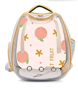 Petcrux Pet Transparent Cat/Pet Bag Pet Carrier Backpack Puppy Kitty Breathable Carriers for Travel (Plain Printed Carton Transparent, Yellow Fruits)