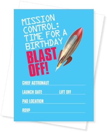 Rocket Fill-In Birthday Party Invite, Set of 10 Invitations