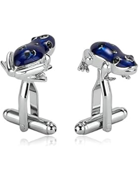 Beydodo Herren Edelstahl Manschettenknöpfe Hochzeit (Cufflinks) Frosch Blau/Gelb Hemd Manschetten Knöpfe Blau