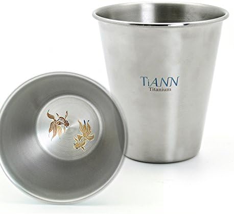 TiANN Titanium Mug 350 ml - 1 Count Goldfish, 99.5% Pure Titanium Reusable for Kitchen Sports Outdoors Camping