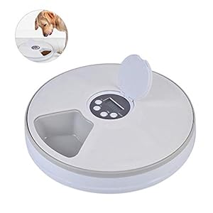 Volwco Alimentador Automático De Mascotas Dispensador De Alimentos 6 Comida/Día Dispensador De Vacaciones con Temporizador Digital Programable para Perros Gatos Conejos Pequeños Animales