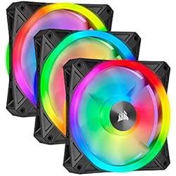 Corsair iCUE QL120 RGB, Ventilateur LED RGB PWM 120 mm (102 LED RGB Paramétrables Individuellement, Allant jusqu'à 1 500 TR/Min, Faible Bruit) Lot de Trois Ventilateurs avec Lighting Node CORE - Noir