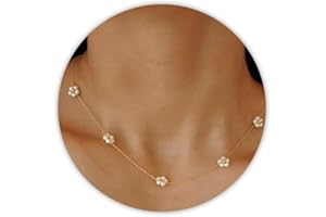 ZEPHYRHOME collana perle donna，Collana di perle margherita，collana donna oro，collana da donna a fiori，collane estive，Adatto per regali di compleanno per donne e ragazze,regali per collane di anniversario（43+5CM）