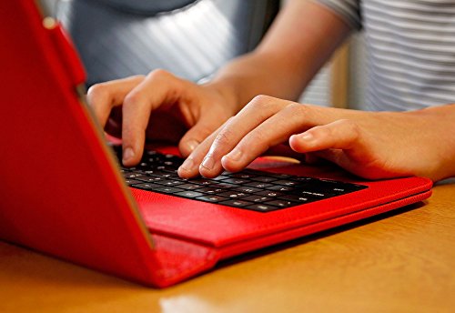 Durable Red Case With Micro USB Keyboard   Stylus Pen For Use With Hannspree Hannspad   Thalia Tablet PC 4  By DURAGADGET
