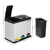 Songmics Abfalleimer Mülleimer mit Inneneimer Mülltrennsysteme Treteimer Edelstahl 24 L (3 x 8 L) LTB24L - 5