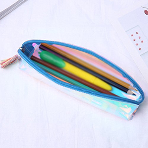 Estuche Fablcrew de grande capacidad  transparente  para maquillaje  la oficina    tiles de la escuela  21x5x7cm azul