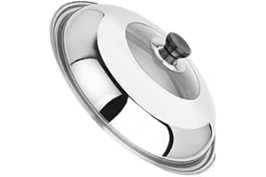 VUIUYOIES Coperchio per pentola in acciaio inossidabile con coperchio per pomello Pentole per frittura universale, Come mostrato, 38 cm