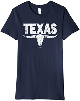Distressed Lone Star State, Texas Longhorn Bull T-Shirt Female Small Navy