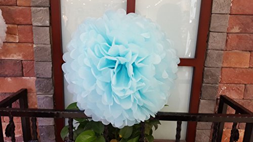 Bliqniq 12x Seidenpapier pompoms Papierblumem deko Dekoration für Hochzeit Geburtztag Baby Shower Rosa/Gold/Hellblau/Hellrosa/Weiß(20,25,30,35cm) - 2