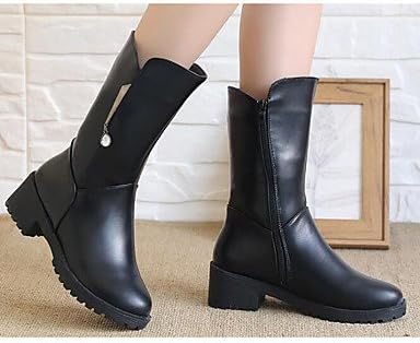 Gll&amp;xuezi Women's Boots Comfort Fashion Boots Fall Winter Real Leather PU Casual Black Yellow Flat , black , us5.5 / eu36 / uk3.5 / cn35