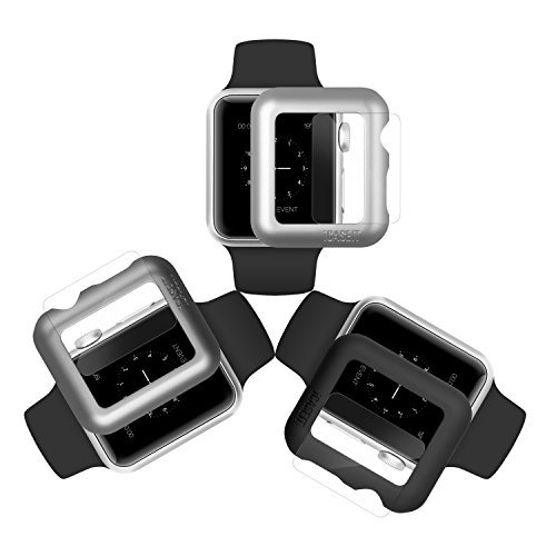 Funda Apple Watch 42mm Case Glass Pack de 3 iCASEIT Premium Quality
Slim Light Impact Scratch Protection 3 Screen Protectors Apple Watch
42mm Black Silver Gray