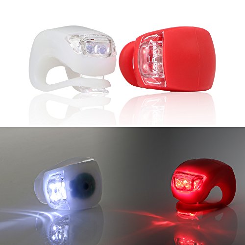 Neu 2 LED Silikon Clip-On FahrradBeleuchtung Bicycle Bike Leuchten 1 Weiße und 1 Rote Leuchte - 9