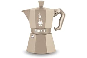 Bialetti Moka Exclusive Octagonal Induction - Cafetière Espresso en Aluminium et Acier, Couleurs Silver Grey et Desert Sable - Compatible Gaz et Induction - Fabriqué en Italie (Desert Sand Sable)