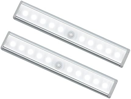 Oisee Motion Sensor Closet Light Drawer Light Bar Magnetic Strip Wireless Battery Automatic LED Wardrobe Cabinet Lamp Stick-on Anywhere for Night Closet Washroom Bedroom Kitchen (10 LED 2pack)