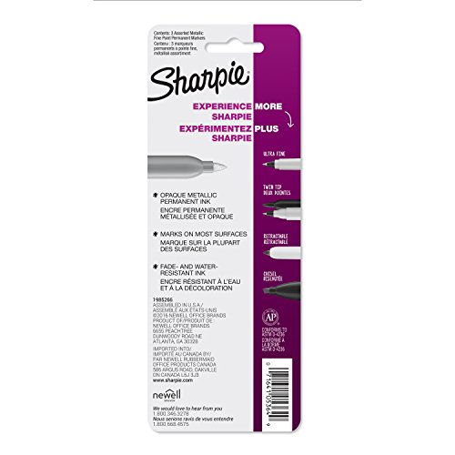 Sharpie Metallic Fine Point Permanent Markers 3/Pkg-Gold, Silver & Bronze - 7