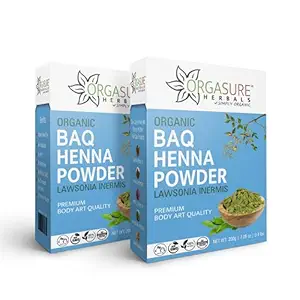 ORGASURE Natural Body Art Quality Henna Powder for Hair colour | Pure Organic Rajasthani Mehandi | 200g x 2 Pack