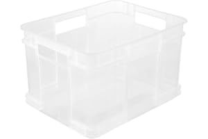 keeeper Bac de rangement avec poignées, Euro-Box M, polypropylène, 16 l, Bruno, naturel-transparent