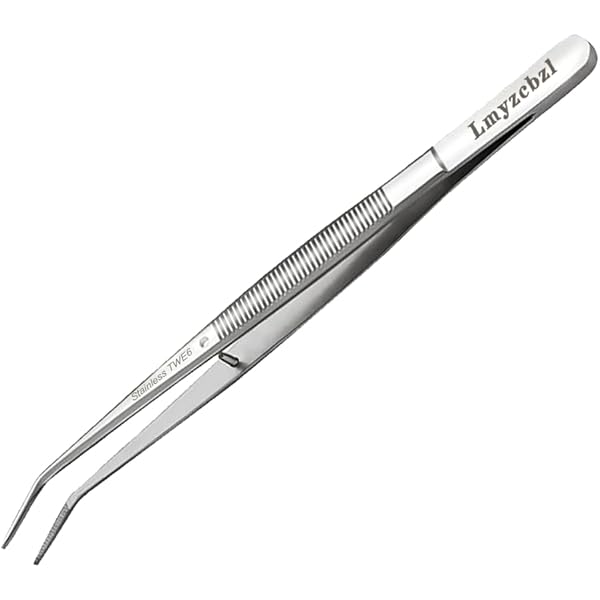 MMOBIEL 2 Stuk Roestvrij Staal Pincet/Tang 27cm Extra Lang Recht/Gebogen met Precise Gekartelde Tip voor Aqua scaping, Tuin werk, koken, industrieel werk, laboratorium gebruik