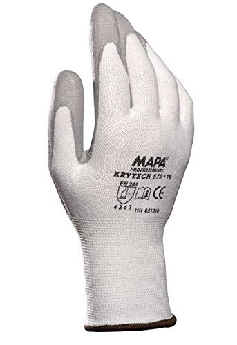 MAPA Professional KRYTECH-579-GR-10 Schutzhandschuhe, Weiß/Grau (1 Paar)