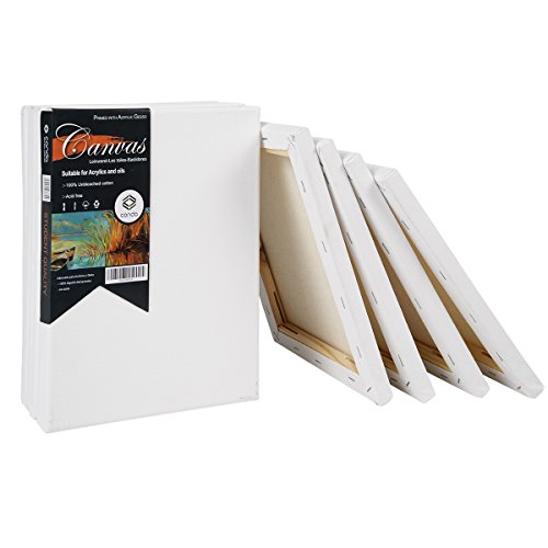 CONDA Stretched Canvas for Painting, 8x10 inch, 10 Pack, 100% Cotton, 5/8 in Profile Blank Stretched Canvas Value Bulk Pack Art White Canvas for Acrylics, Oils Painting